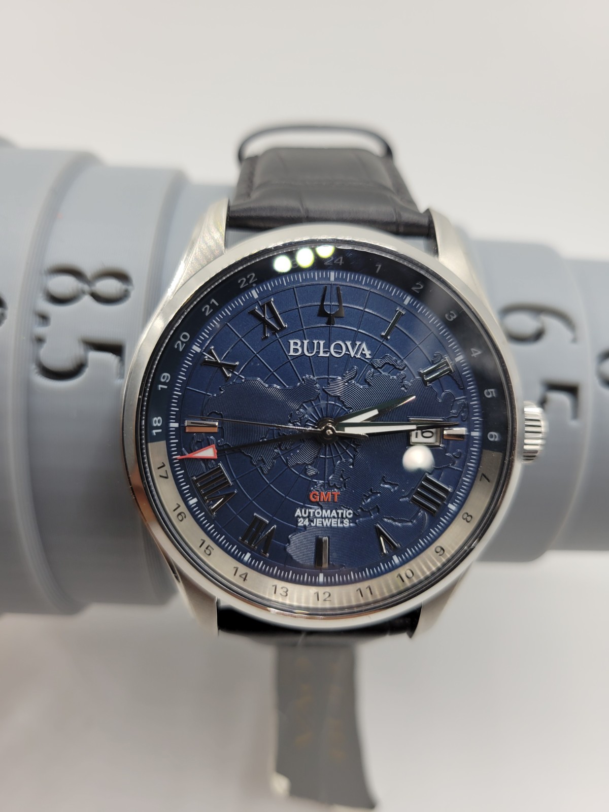Bulova 96B385 Classic Wilton GMT Automatic Watch 43mm Blue Dial Sapphire Crystal