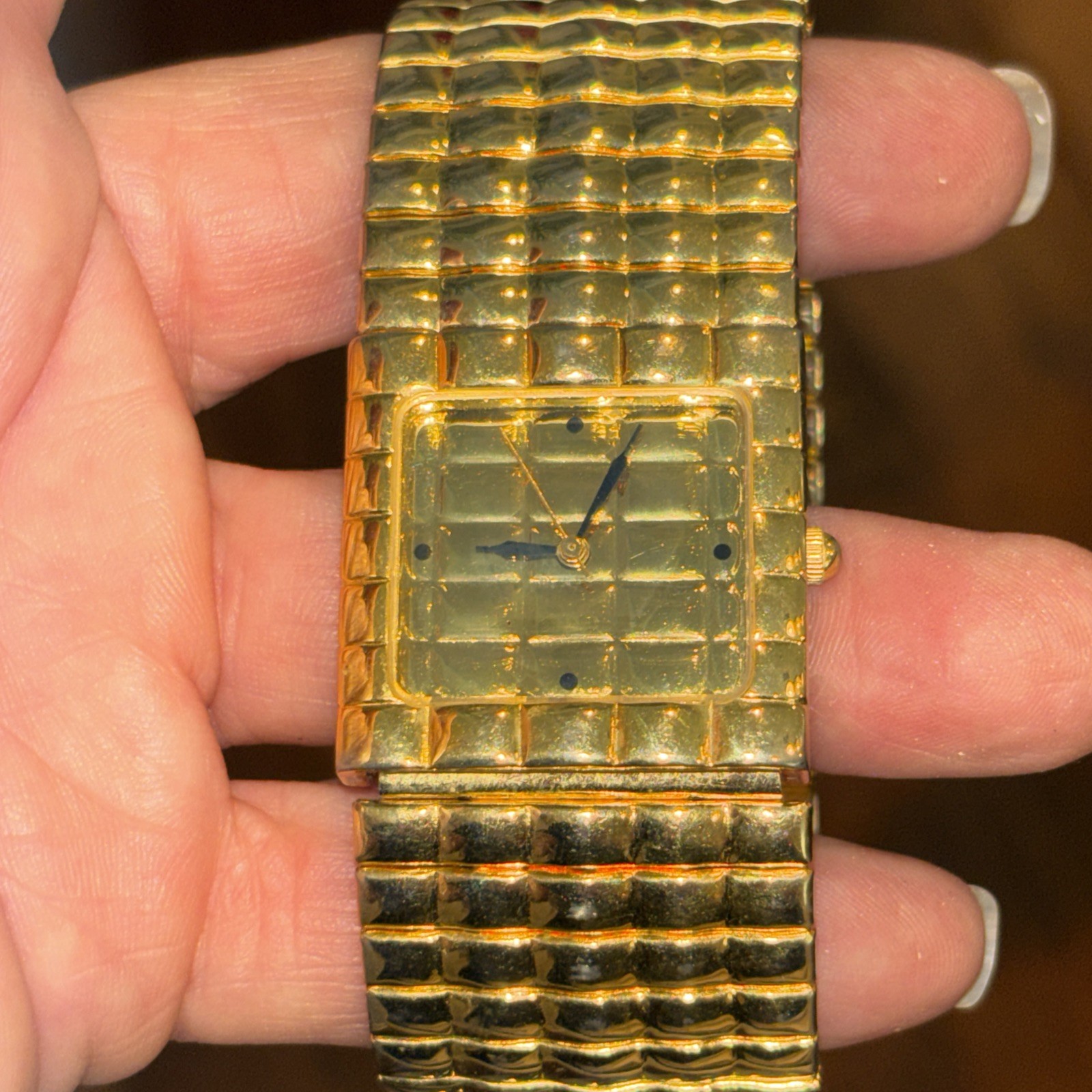 Joan Rivers Classics Quartz Analog Gold Dial Square Gold Bracelet Dress Watch