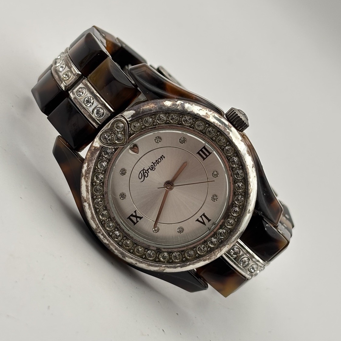 Brighton Dana Point Tortoiseshell Quartz Watch Swarovski Crystals #8.25