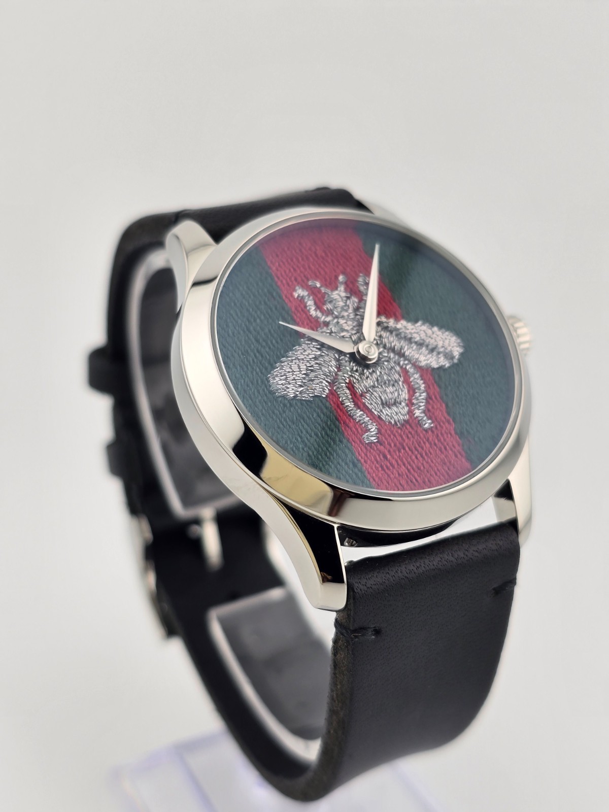 Gucci Men’s G-Timeless Bee Dial Leather Strap Watch – YA1264149 ($950 MSRP)