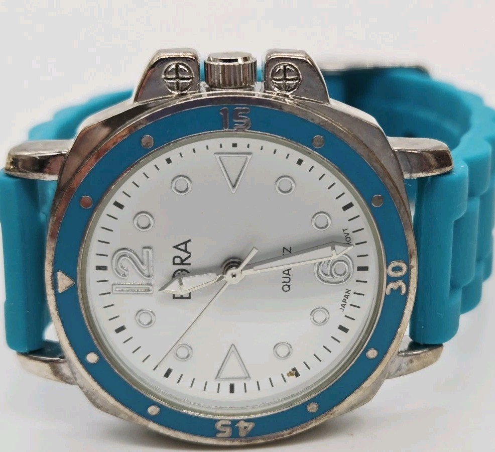 BORA Watch Aqua Blue Tone Band Quartz Analog Women’s New Battery