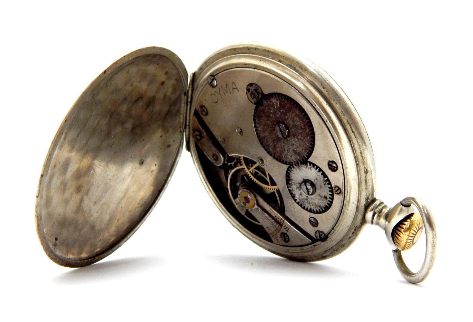 Pocket Watch CYMA Suisse Open Face Dial Porcelain 50mm 1910c To Restore Parts