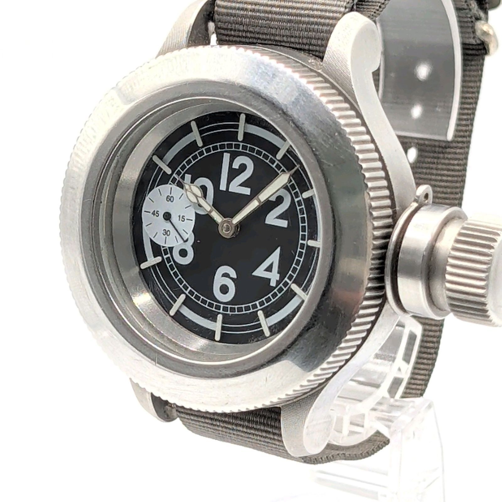 ZENO WATCH Hand Winding Men’s Round Silver Black Dial Small Second Y2K Zeno Watc