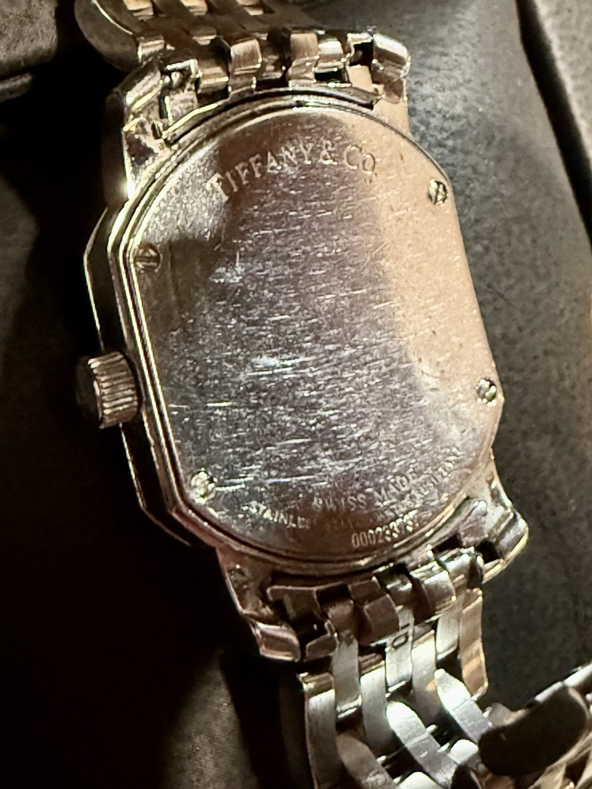 Tiffany & Co Atlas Mark Coupe Resonator Ladies Date Watch SS Guilloche Box Paprs