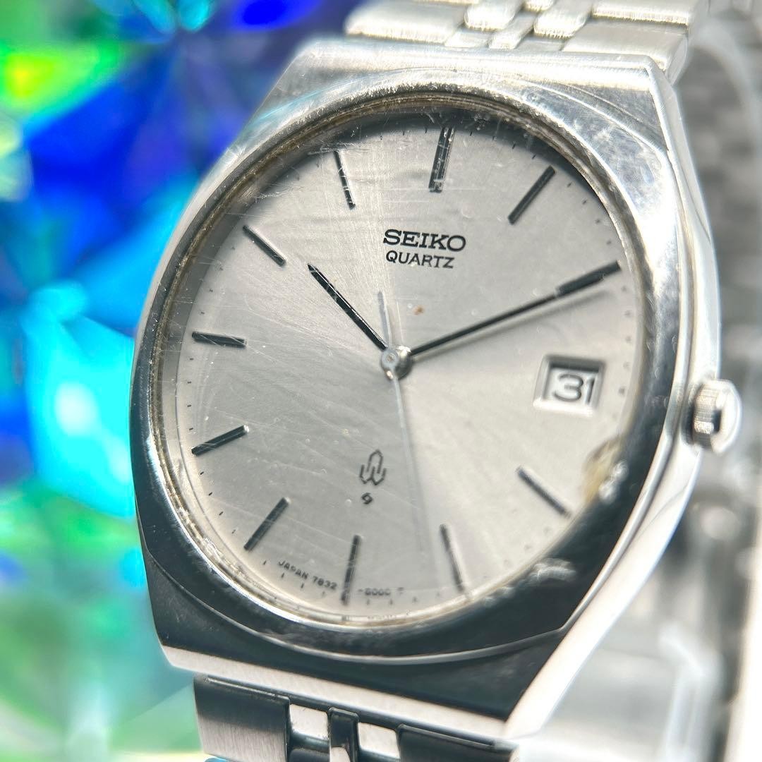 SEIKO Mens Quartz Analog Date Watch 33.5mm Silver Dial 7.1mm Thickness 16.3mm
