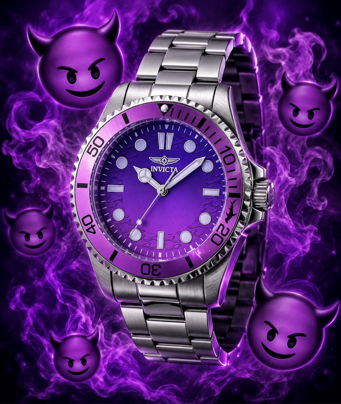 Invicta Pro Diver Mens Quartz Watch 43mm Purple Dial Bezel Steel! Brand New!!😈