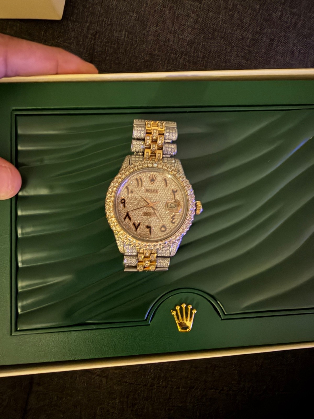rolex datejust 36mm jubilee two tone diamond arabic dial