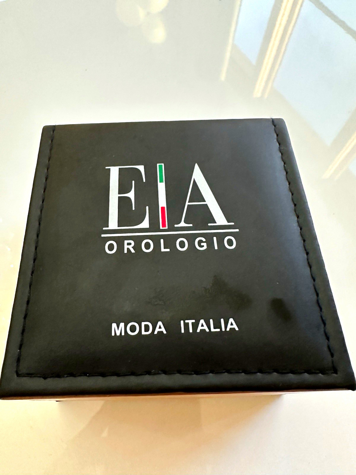 EIA Orologio Moda Italia Men’s Chronograph Quartz Black Dial White Rubber Strap