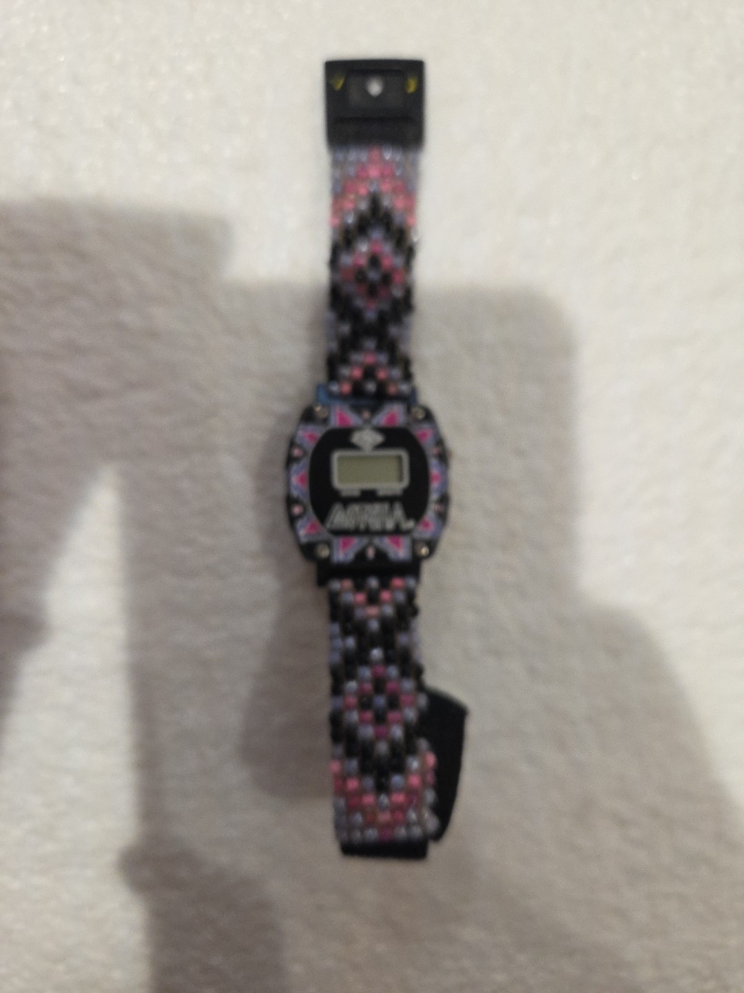 Vtg GOTCHA SURF Skate DIgital Watch 80s Orig Neon Pink/Purple Beaded Band