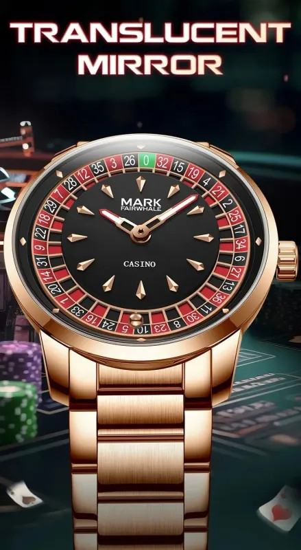 MARK FAIRWHALE Stainless Steel Roulette Dial Rotatable Luminous Quartz Watch