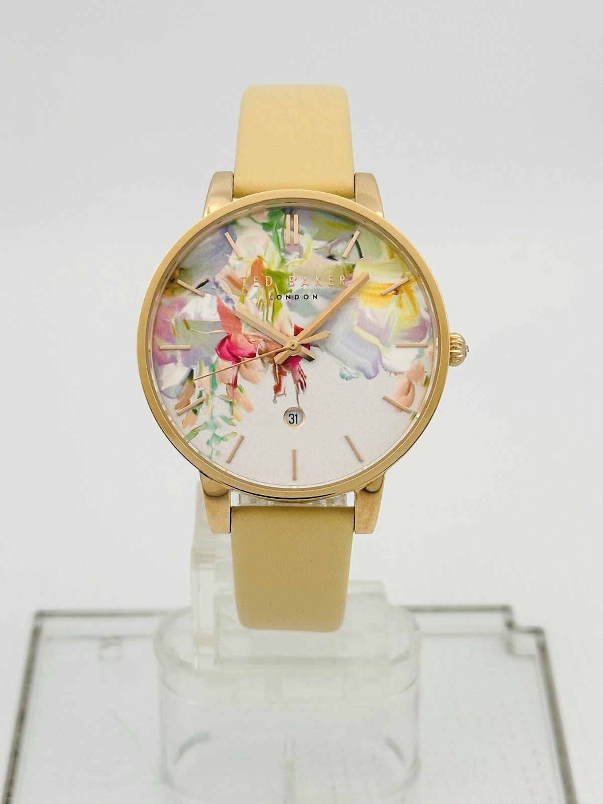 Ted Baker Women’s TE10026453 Multicolour Dial Cream LeatherStrap Rose Gold Watch