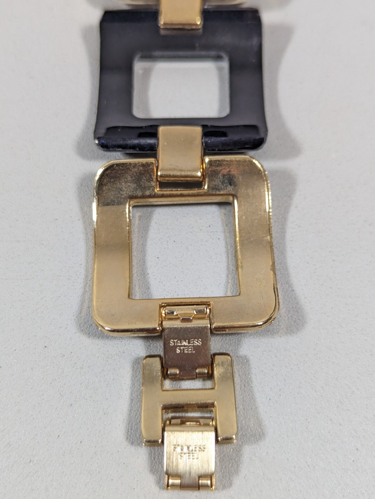 Bora White Dial Gold Tone Square Case Link Bracelet Band Watch