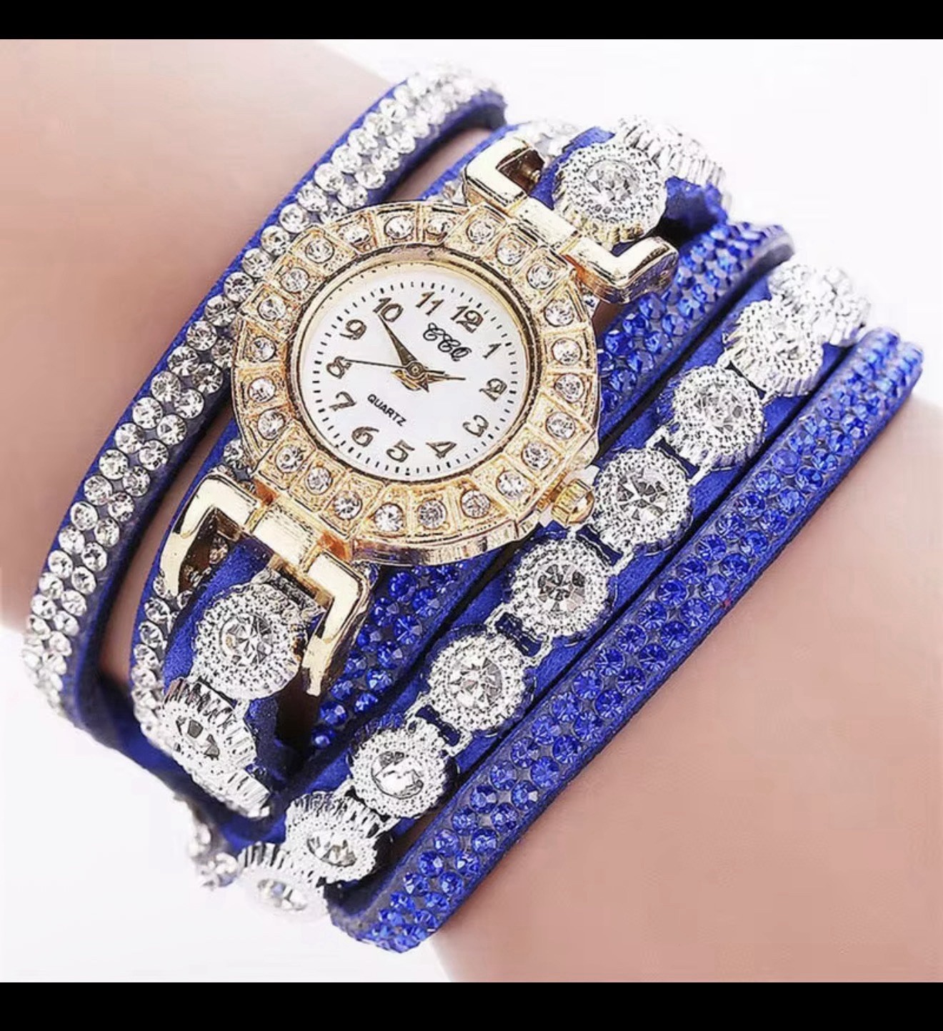 Wal-Joy Women’s Quartz Rhinestone Wrap Bracelet Watch Analog 12-Hour Dial