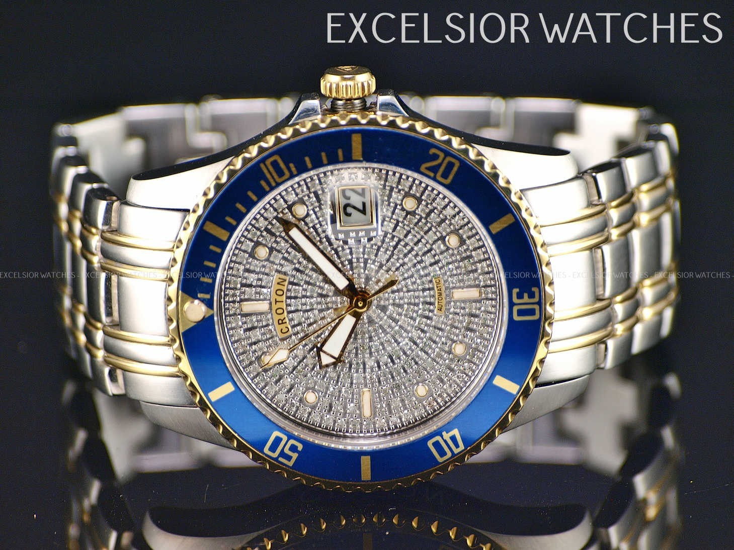 Croton CN301142 Men Limited Ed 1.2Ct Genuine Pave Diamond Dial Auto TT Watch