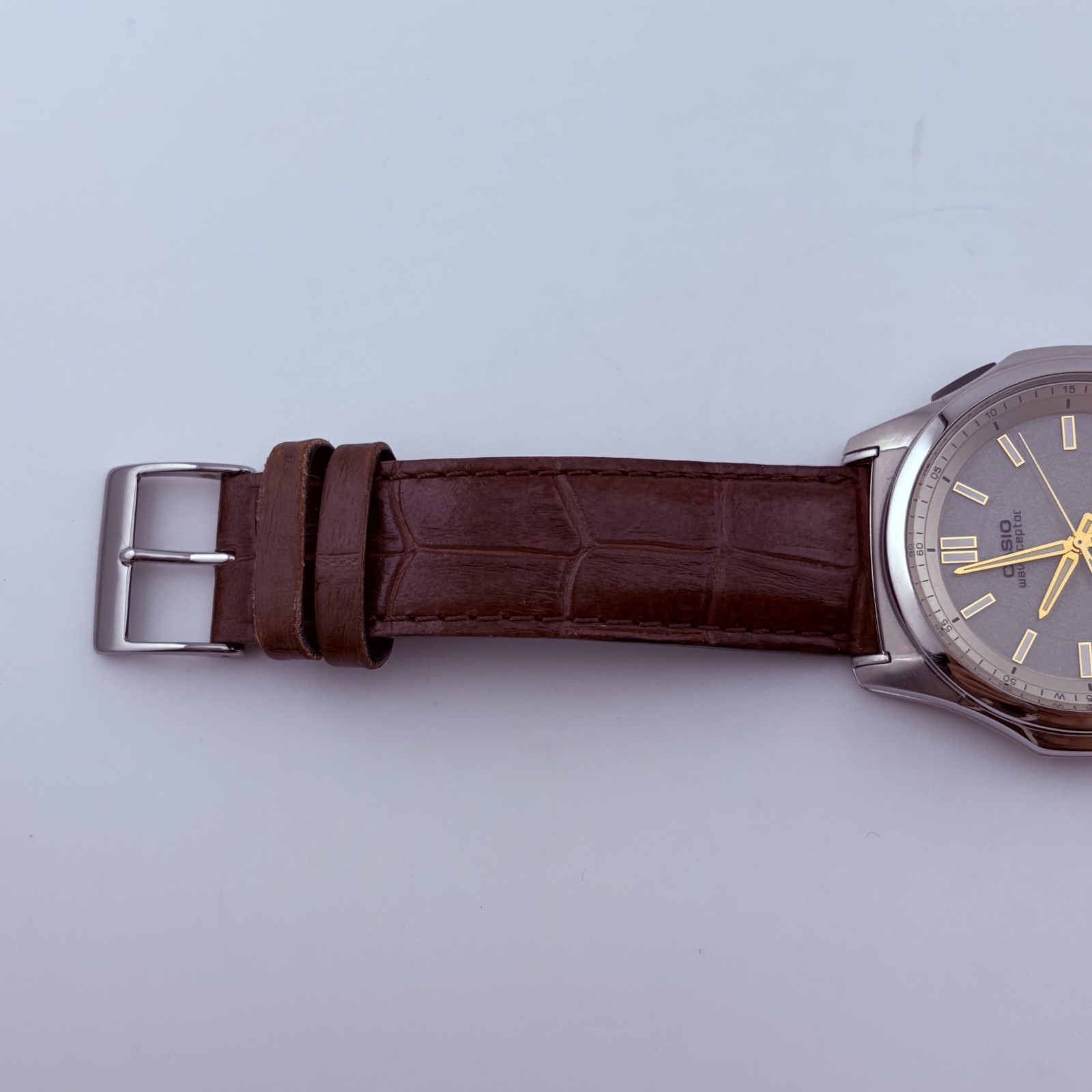 CASIO wave ceptor WVA-M630 tough solar Analog-digital brown leather belt 37.8mm