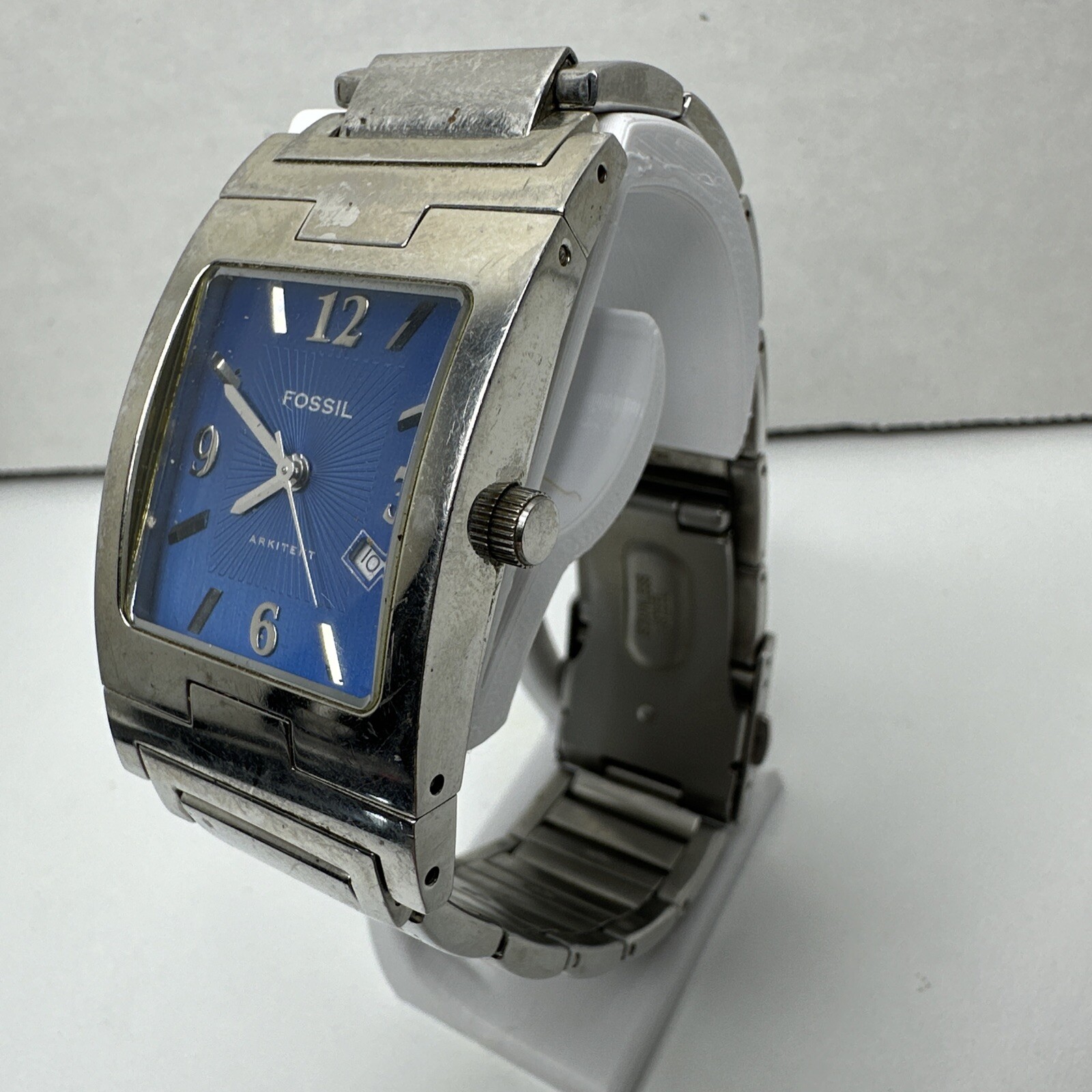 Fossil Men’s UNTESTED Arkitekt Quartz Watch FS-2891 Blue Dial Water Resist 50m