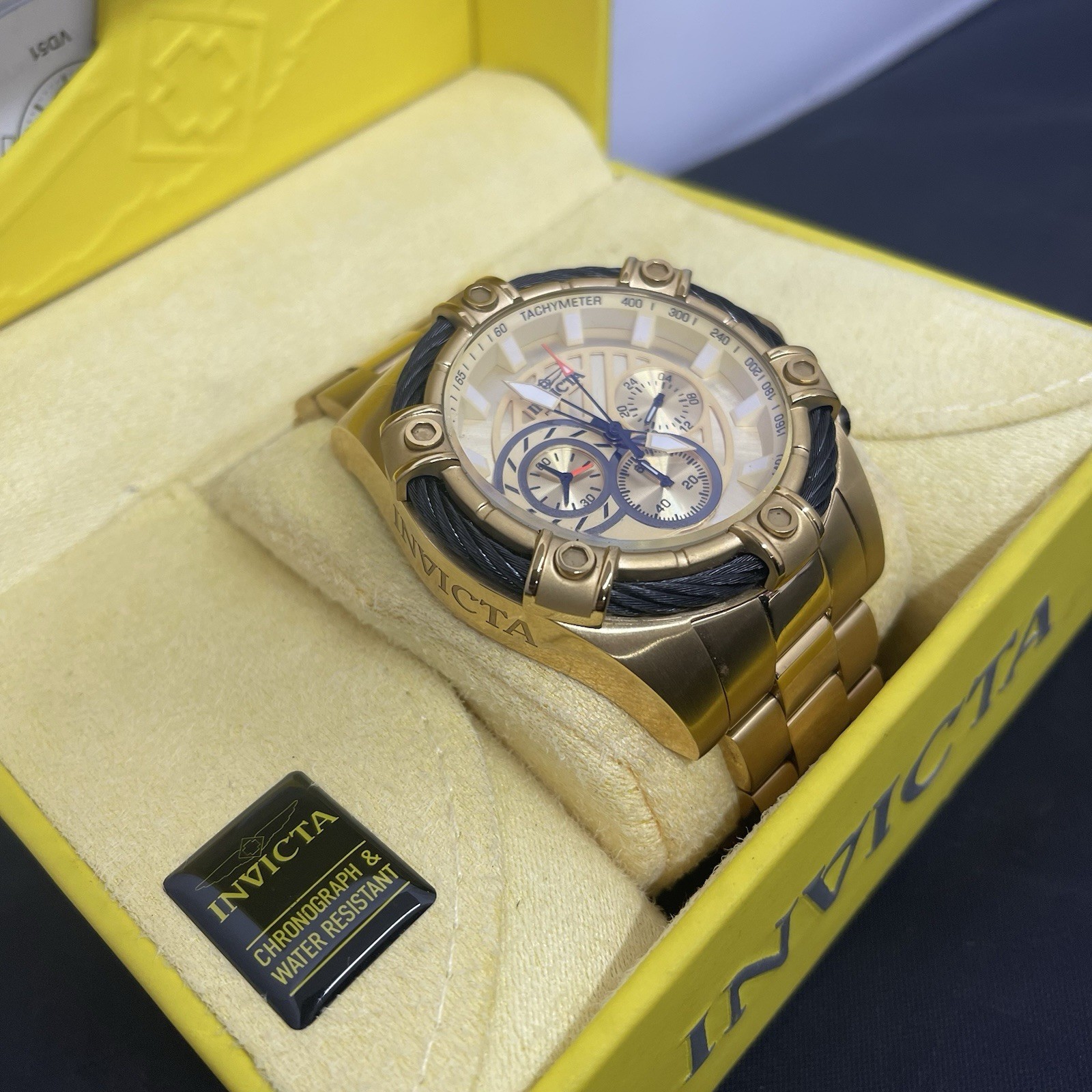 Invicta Men’s 25515 Bolt Quartz Chronograph Gold Dial Watch