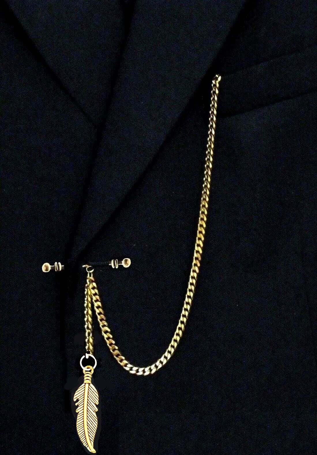 Gold Plated Pocket Watch Strong Chain with Leaf Fob