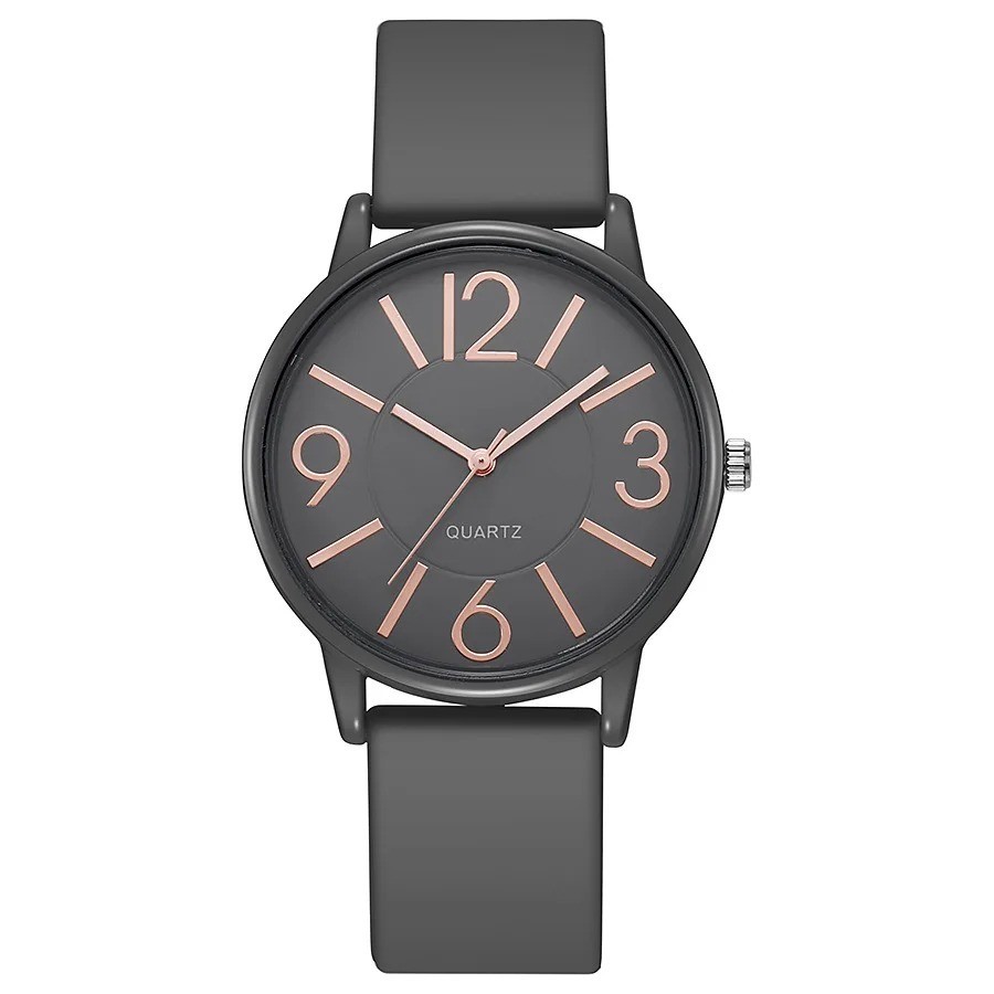 Women’s Casual Soft Silicone Strap Round Analog Quartz Wrist Watch Waterproof
