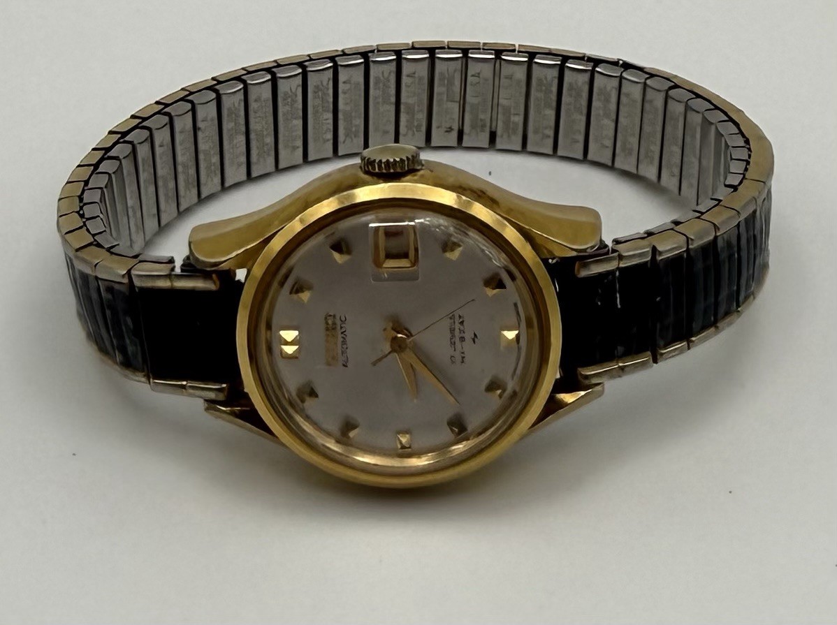 Seiko Automatic Hi-Beat 17 Jewels Date Gold Tone Case Silver Dial Watch