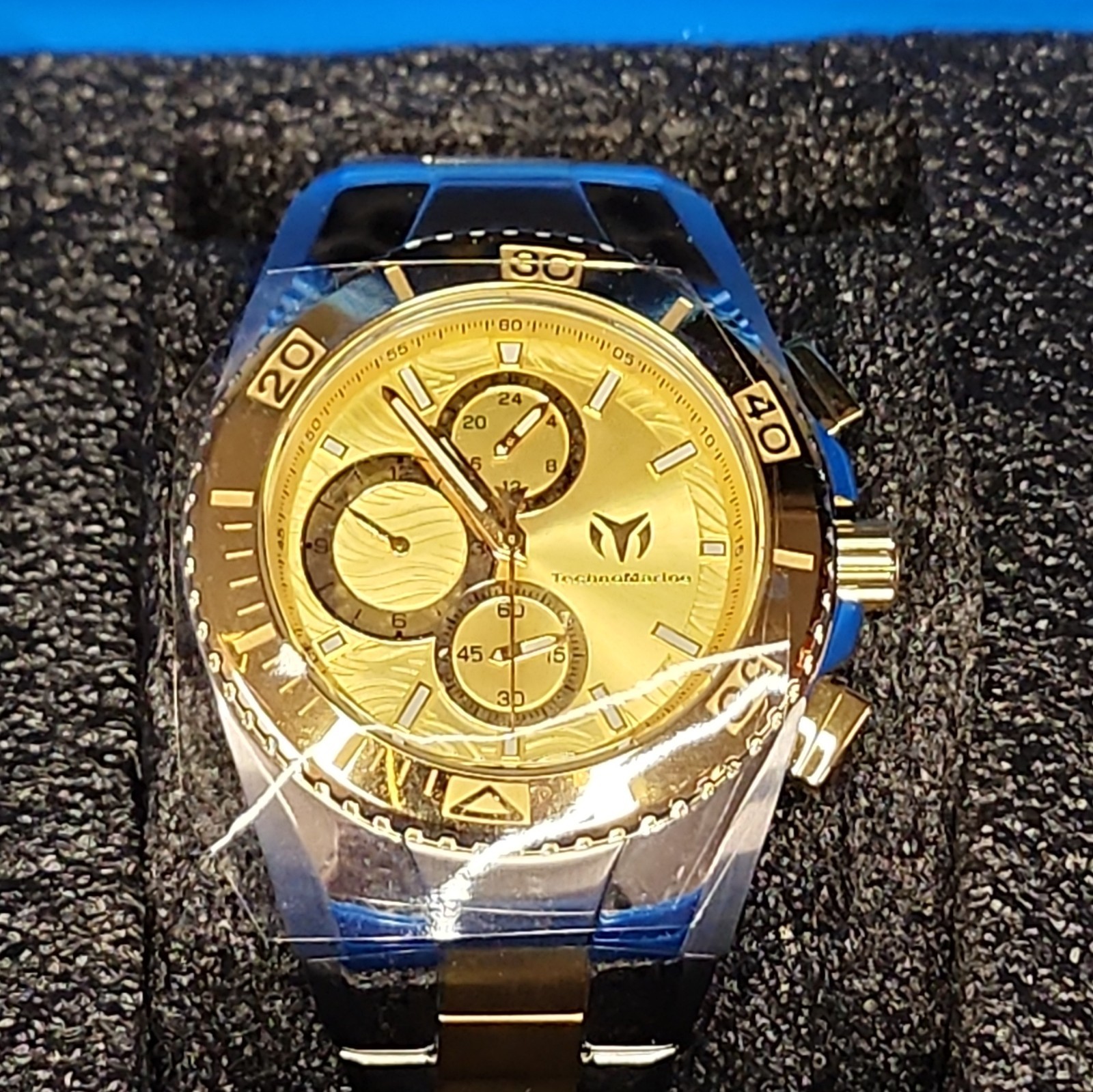 TechnoMarine Marita Quartz Chronograph Gold Dial Two-Tone Bracelet 42mm W/Box