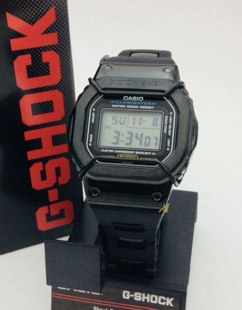 NEW CASIO G-SHOCK DW-5600E CUSTOM METAL/Composite Black Tone STAINLESS STEEL