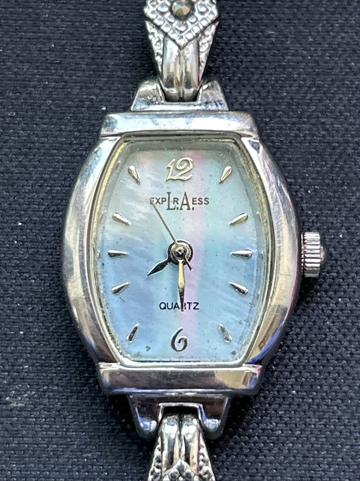 LA Express Blue MOP Dial Silver Tone Women’s Quartz Watch