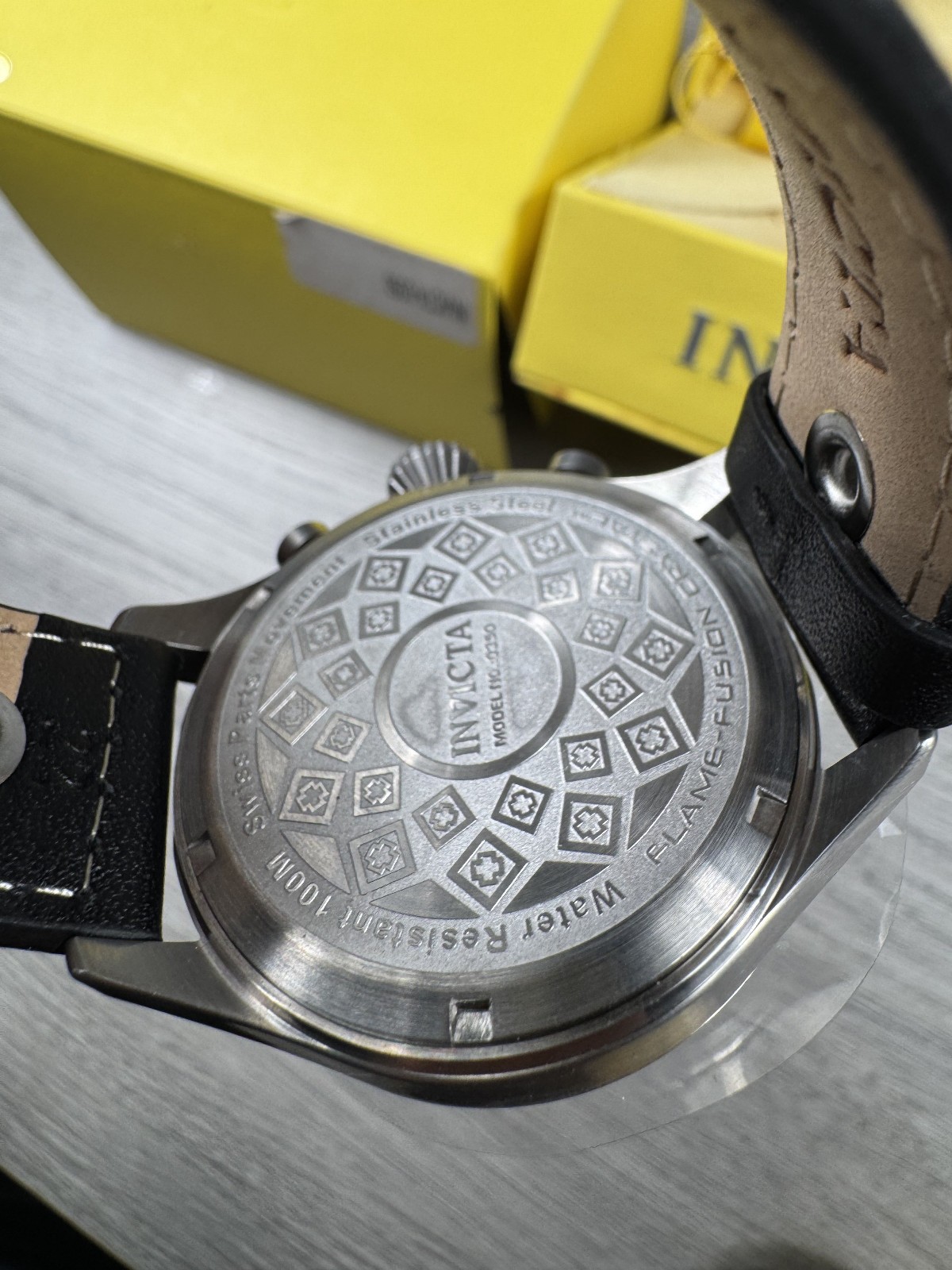 Invicta I Force Black Leather Men’s Watch Water Resistant 100M Flame Fusion READ