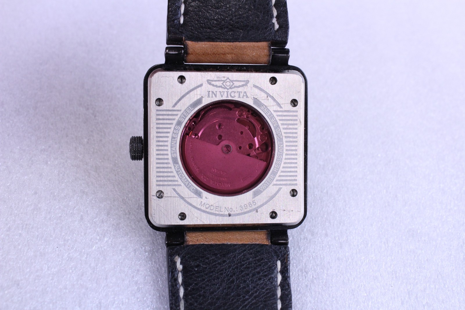 INVICTA Corduba Watch Bell & Ross Leather Band Carbon Fiber Dial Automatic 3965