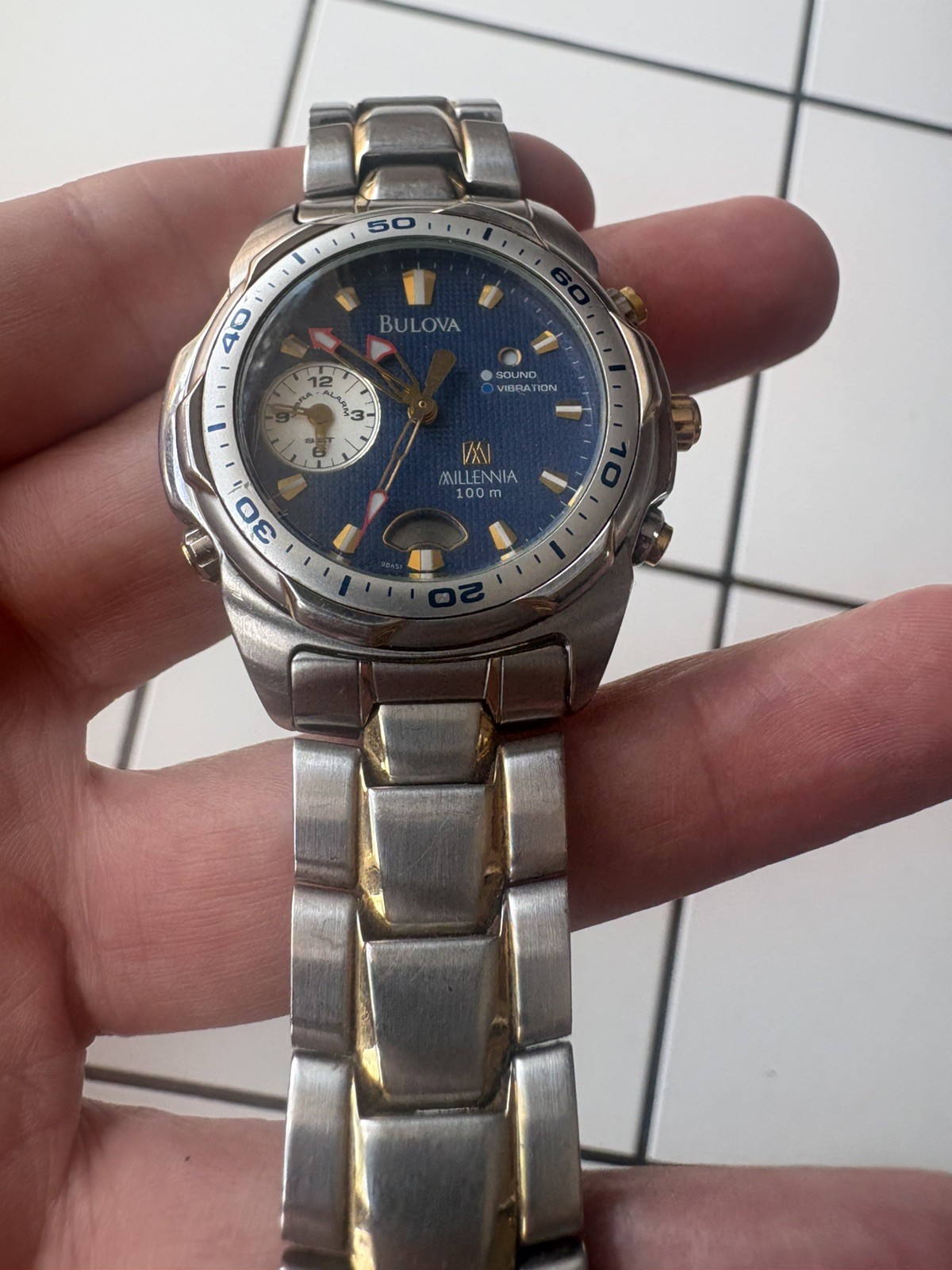 98A51 BULOVA MILLENNIA BLUE DIAL DUAL TONE MEN’S WATCH JB-34