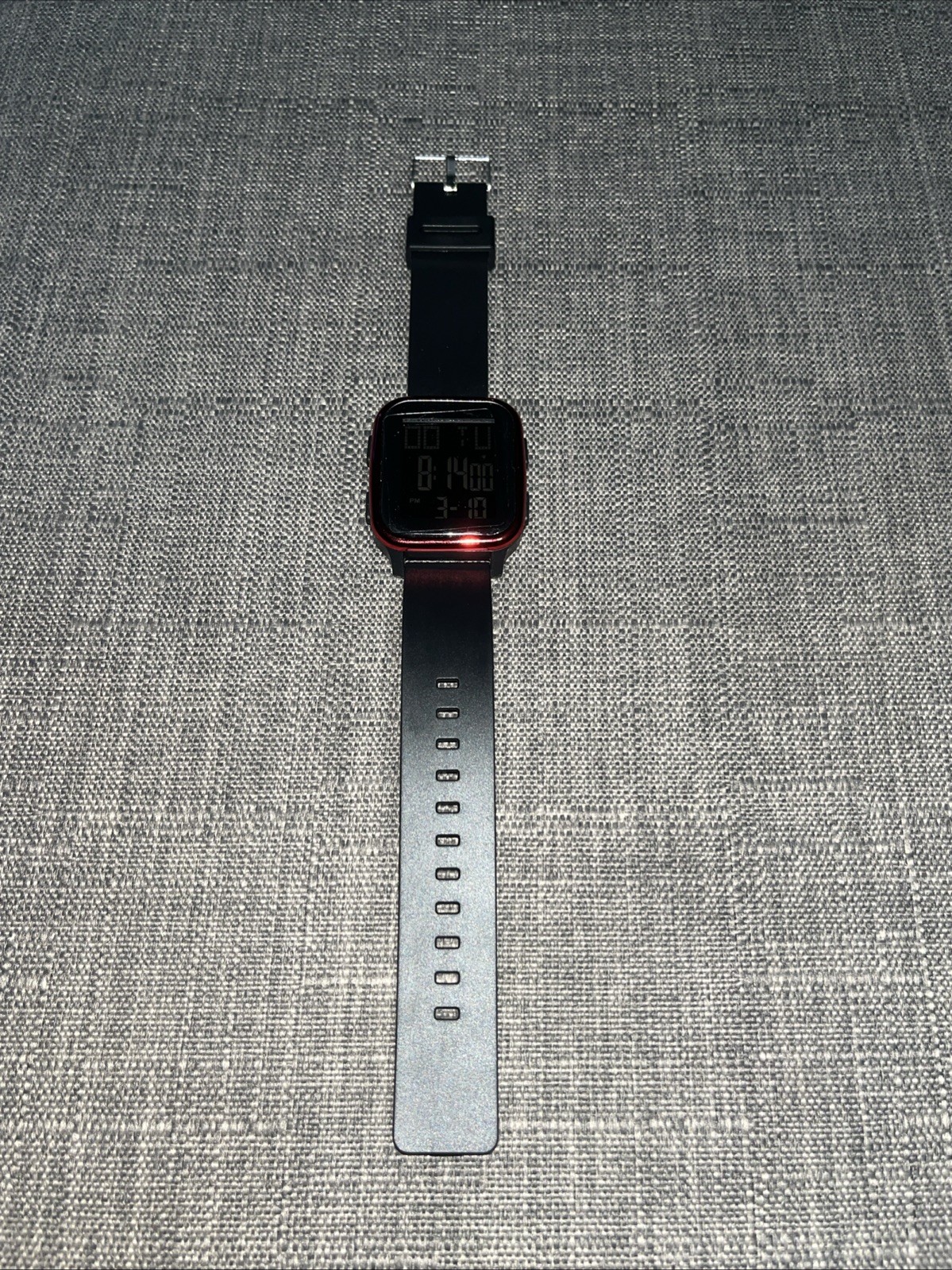 Multifunctional Unbranded Digital Watch With Red/Black Case And Green LED Light