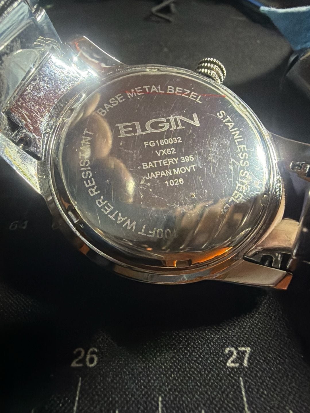 Elgin Men’s Crystal Bezel Silver Tone Analog Watch FG160032