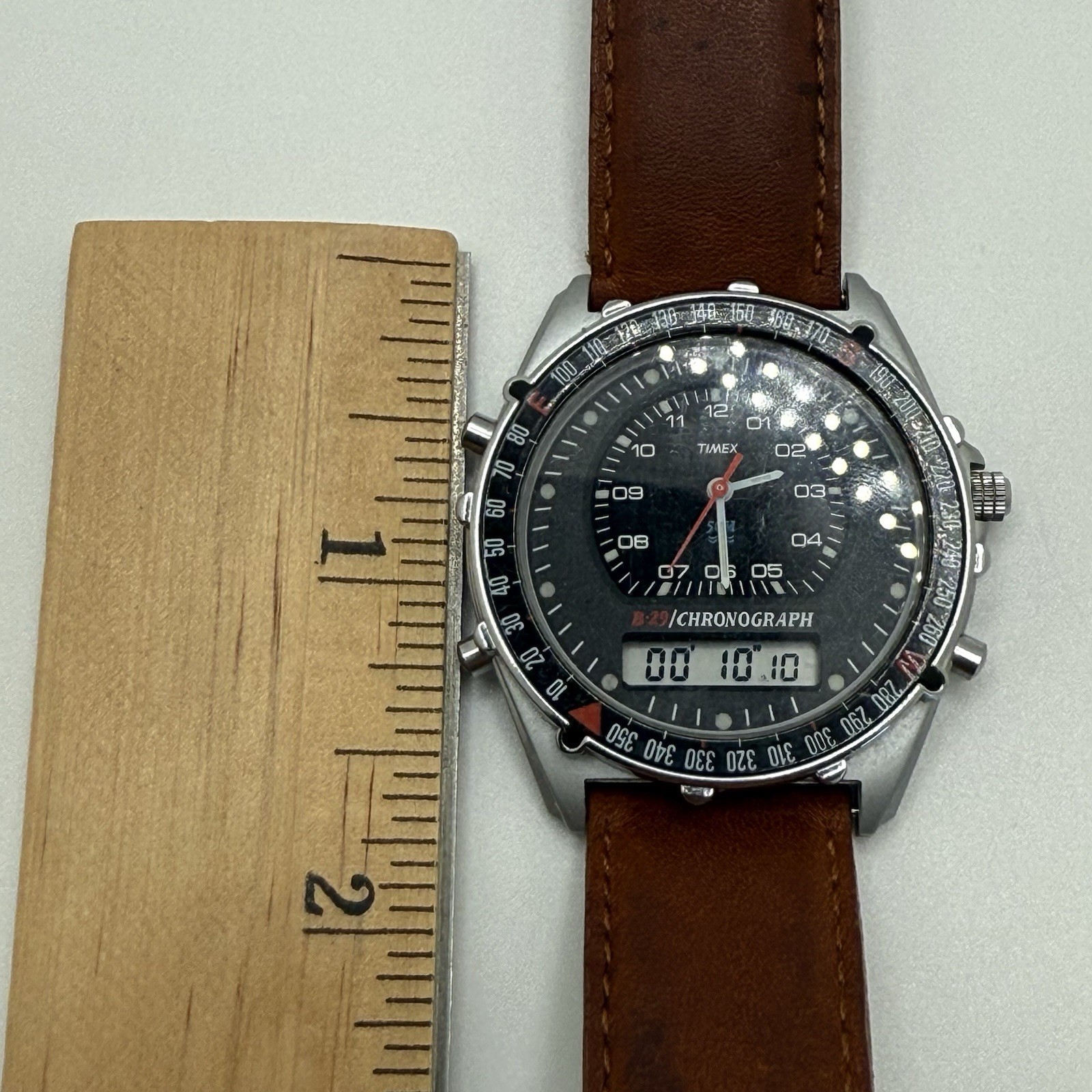 Vintage Timex B-29 Chronograph Men’s Watch Ana-Digi Lights 50m 1980s Philippines