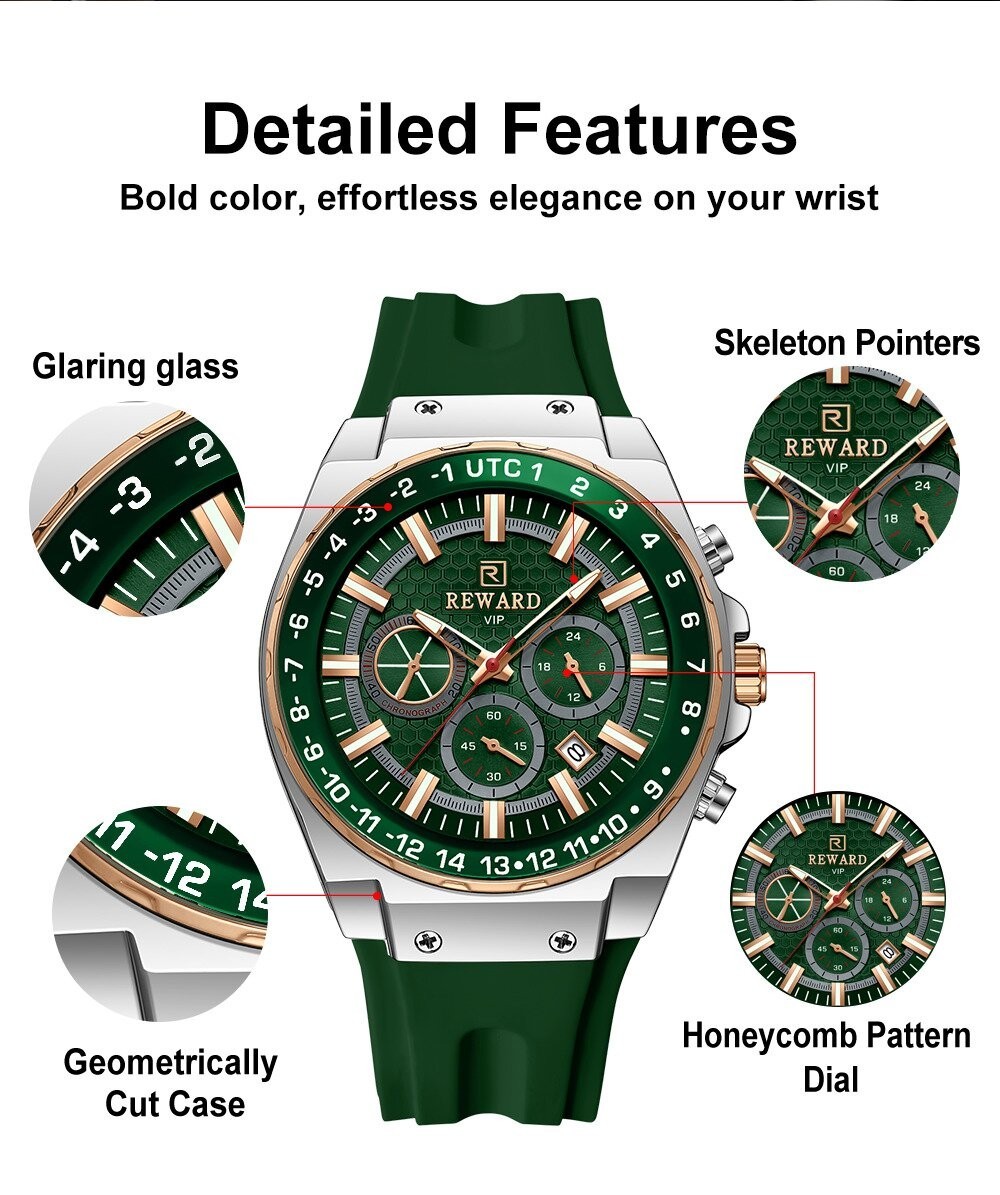REWARD Men’s Business Luminous Multifunction Chronograph Calendar Quartz Watch