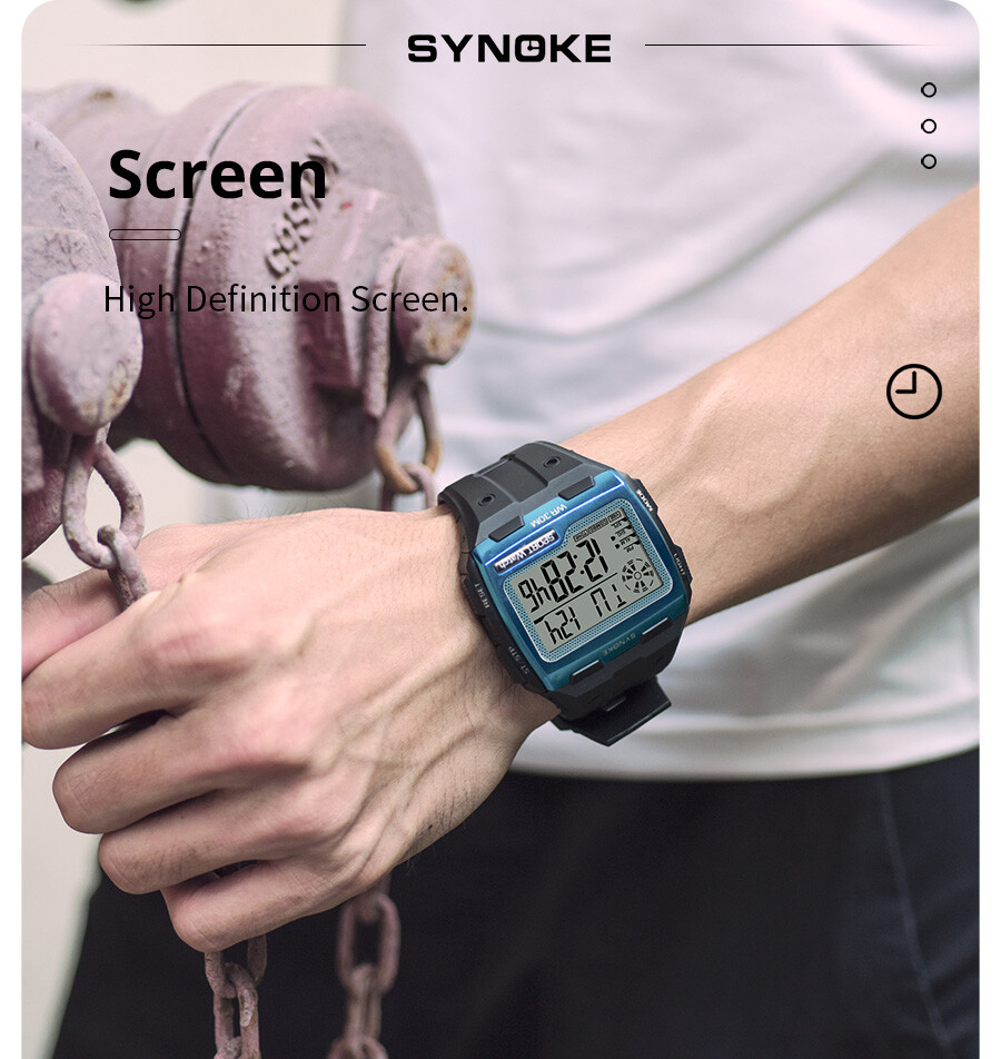 Mens Waterproof Watch Multifunctional Large Screen LED Display Sports Watch Gift