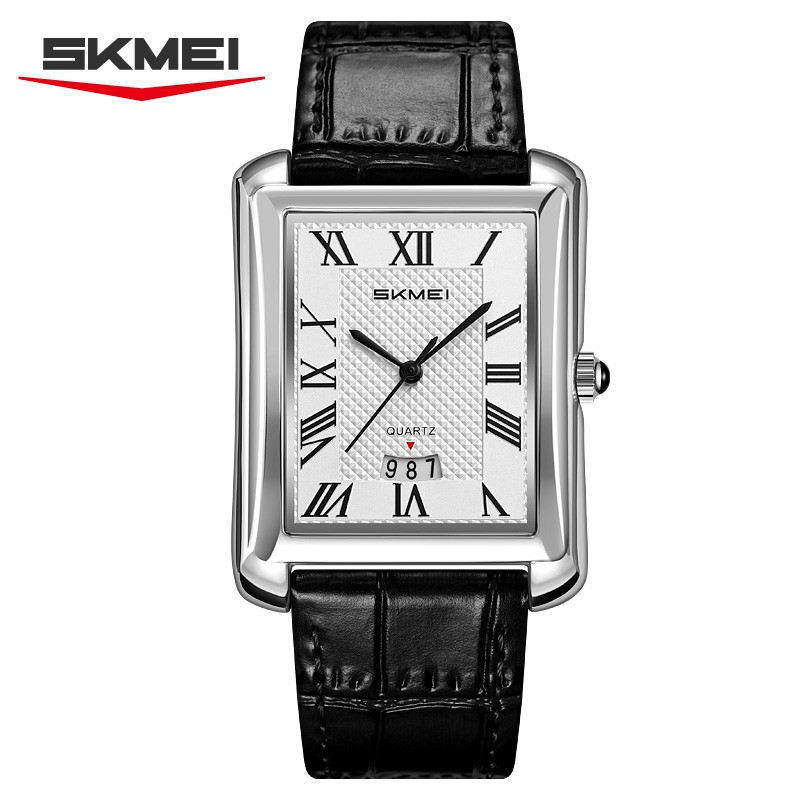 SKMEI Men Watch Leather Roman Numeral Quartz Wristwatch Male Business Watches