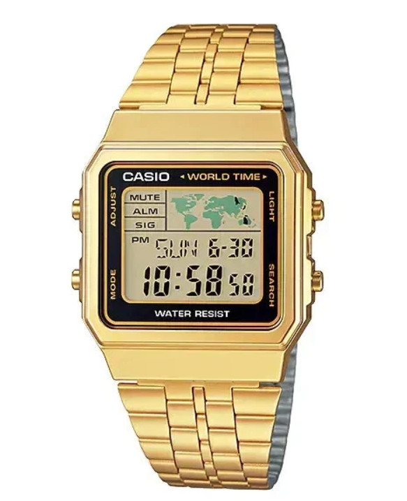 New Casio Unisex Stainless Steel Band Digital Wrist Watch A500WGA-1D World Time