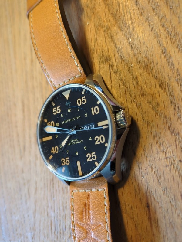 Excellent! HAMILTON KHAKI AVIATION H64725531 Black Automatic Mens Watch