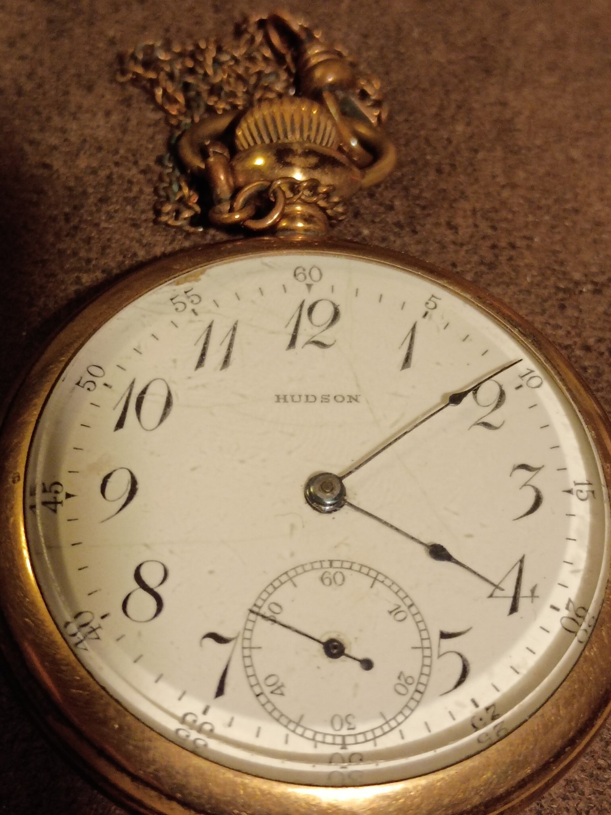 Hudson Pocket Watch 11 Jewels Runs Needs Serviced