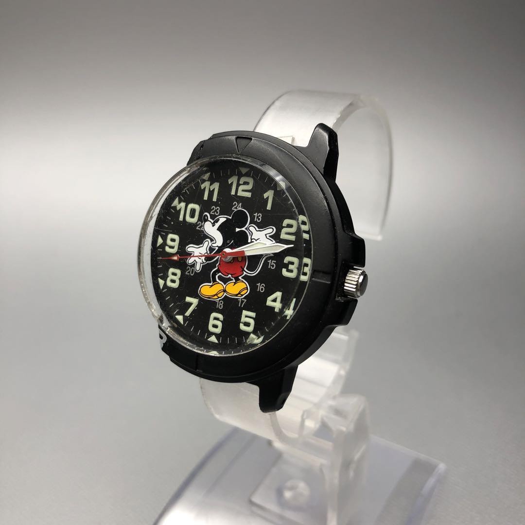 Disney Mickey Black Casual Men’s Analog Wristwatch Face Size 37.8mm Used