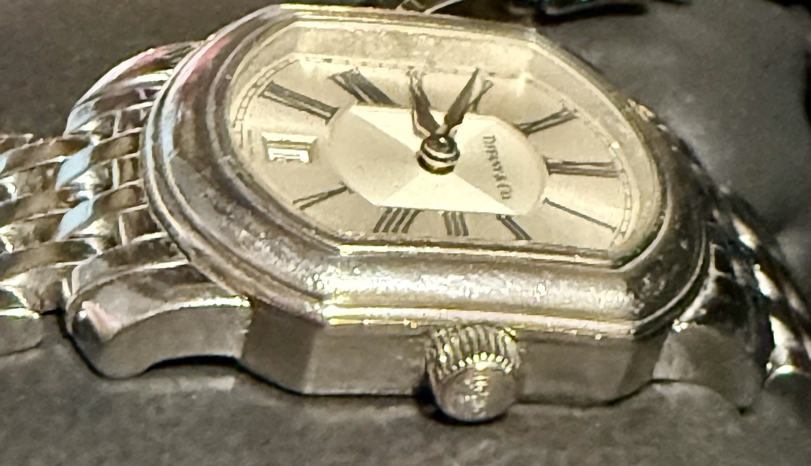 Tiffany & Co Atlas Mark Coupe Resonator Ladies Date Watch SS Guilloche Box Paprs
