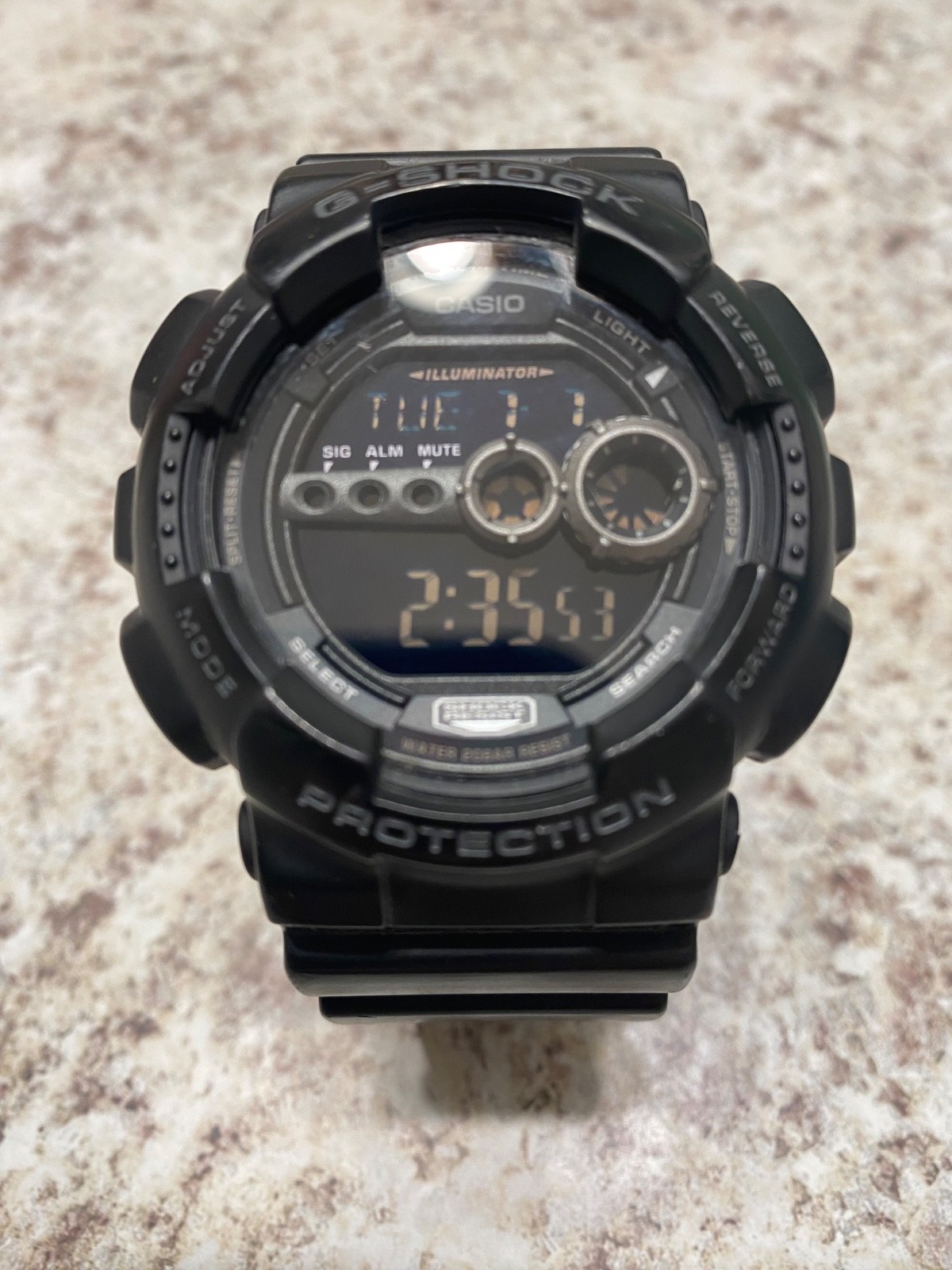CASIO G SHOCK GD100 blackout blue led Federal Prison Issued