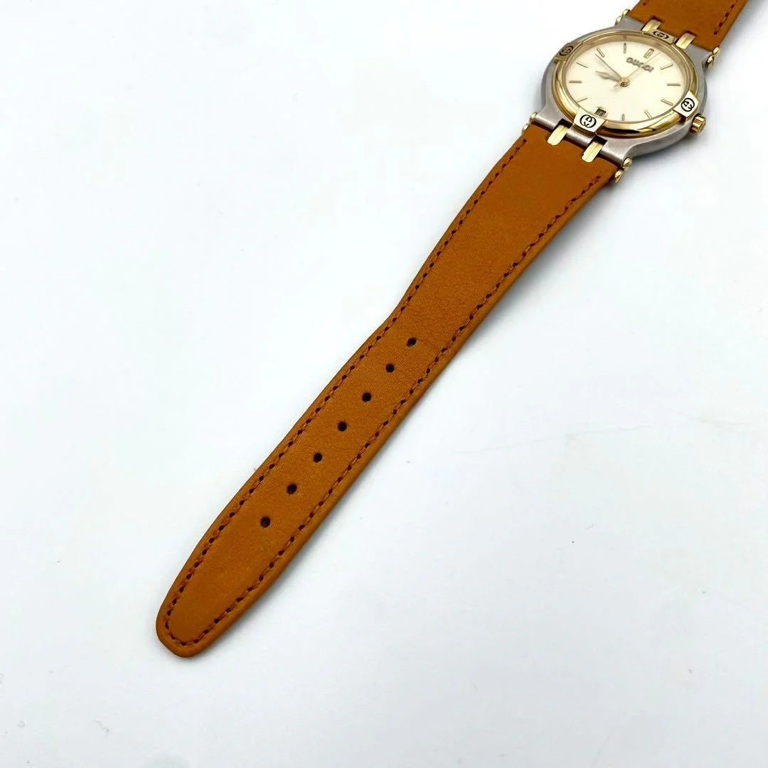 GUCCI 9000M Date Mens Quartz Gold Plated Watch