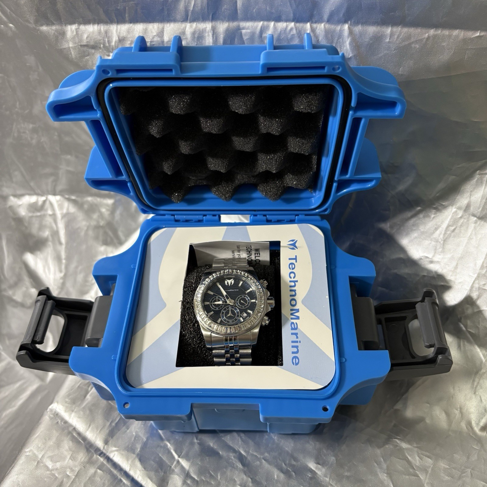 Invicta TechnoMarine Manta Ray Watch – 42mm Steel Silver Dark Blue BNIB