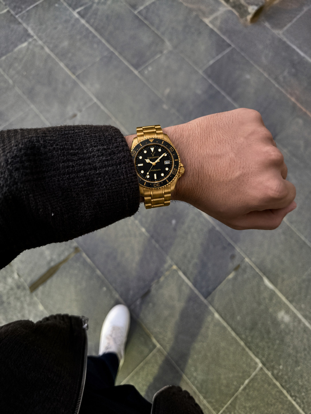 VORENZZO Automatic Diver Watch 40mm Sapphire Crystal Gold Black Men’s Watch