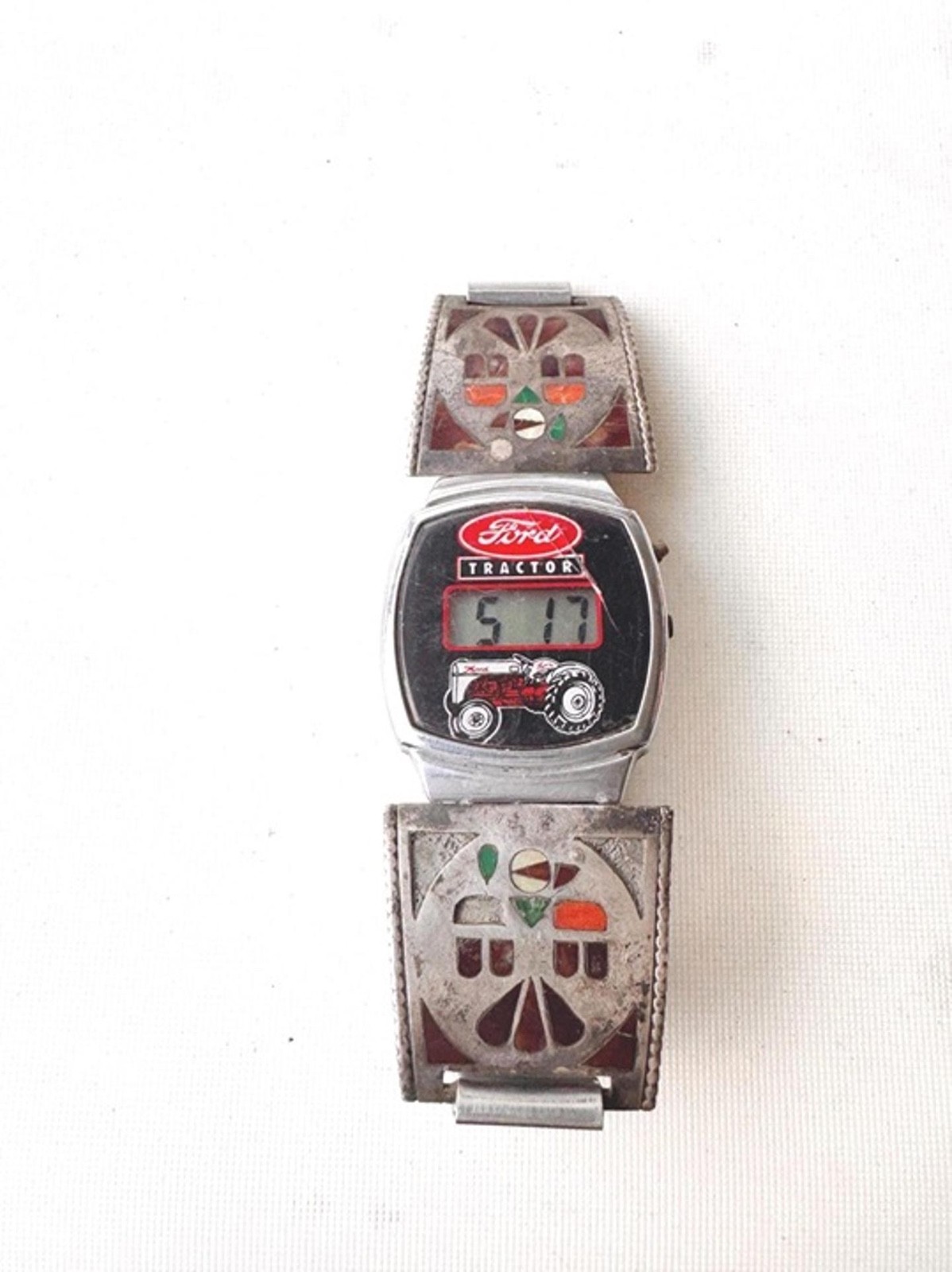 Vintage Ford Tractor Navajo sterling silver strap quartz watch 33mm case,