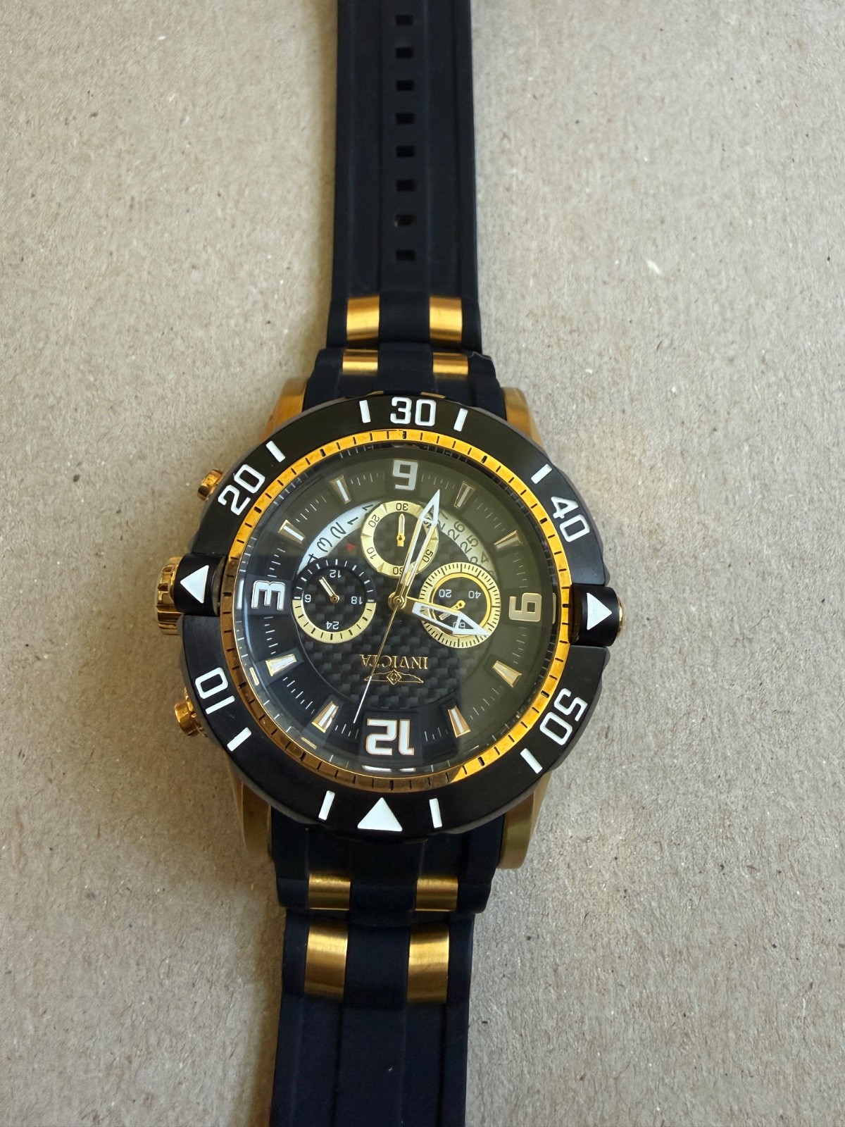 Invicta Pro Diver SCUBA 50mm Black Gold Stainless Steel Case with Black Gold…