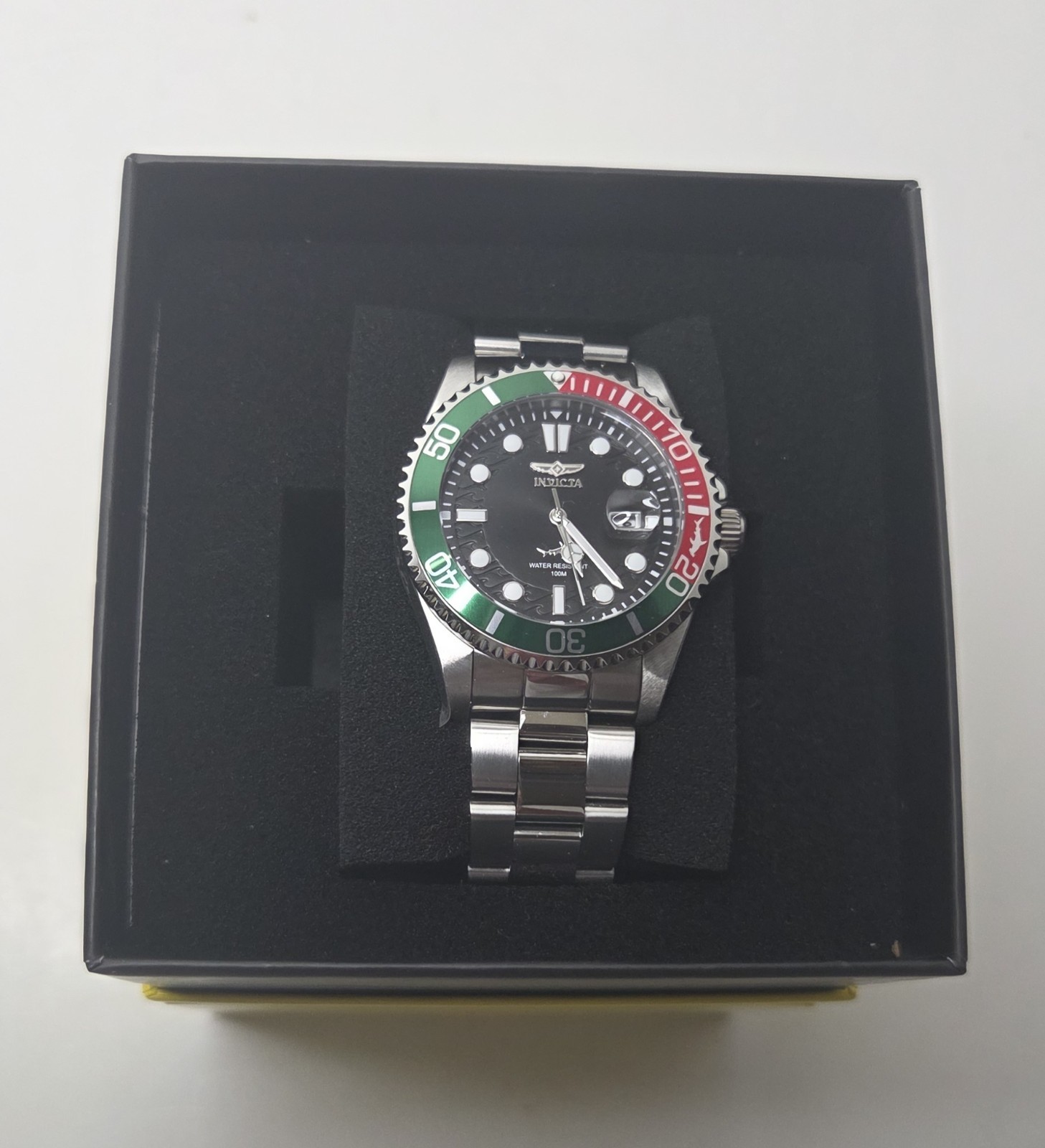 Invicta Men’s Watch Pro Diver Red and Green Black Dial 44706 Stainless Steel