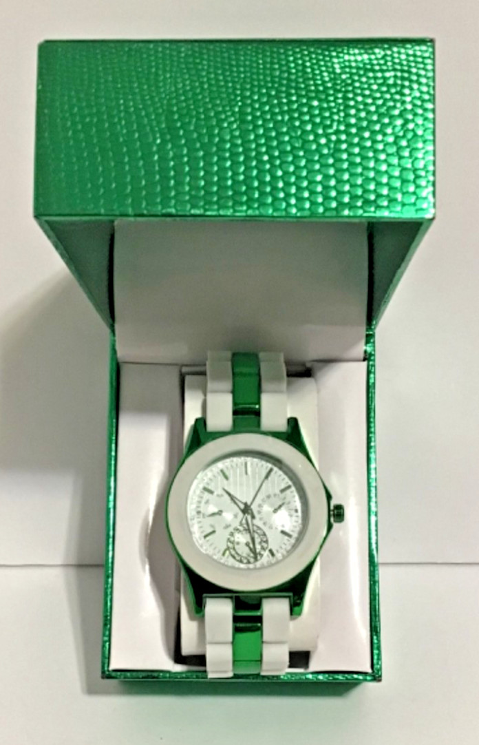 Holiday Vivani Watch Sparkle Green & White Stainless Steel Ladies Multifunction