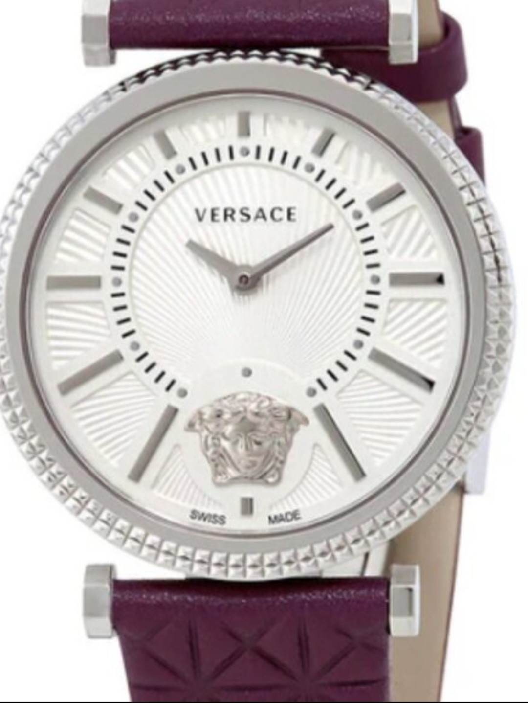 Versace V-helix Ivory Dial Leather Ladies watch VQG010015